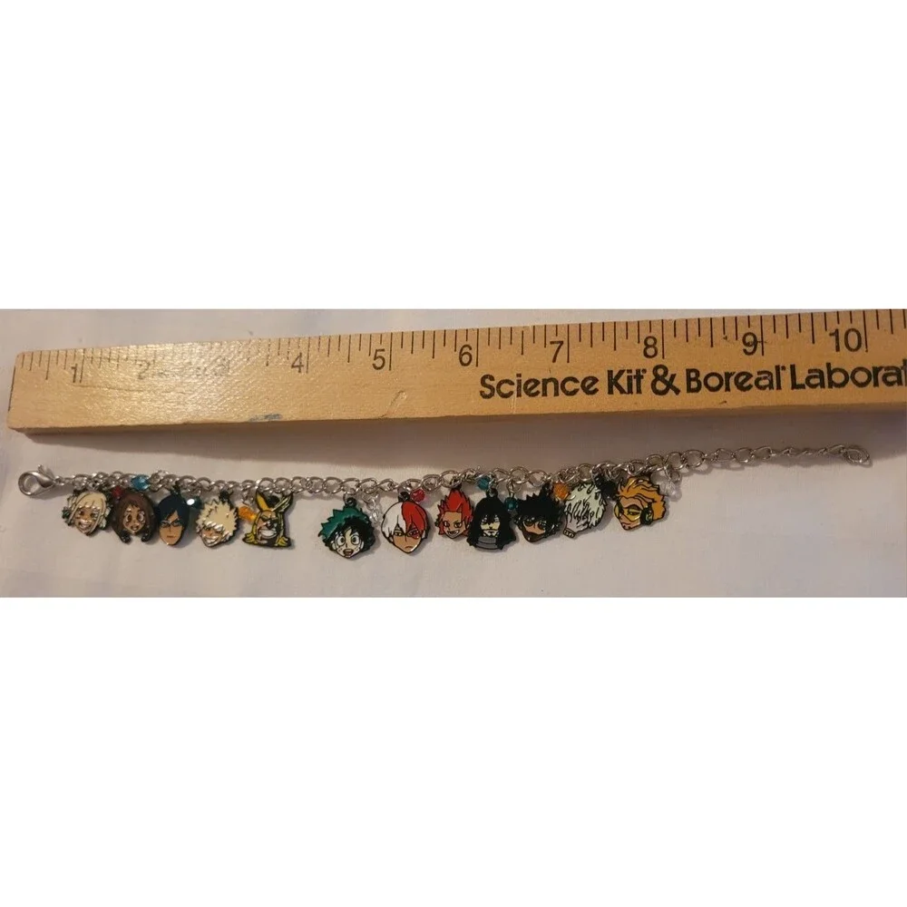 My Hero Academia Inspired Charm Bracelet w/ Multicolor Beads & Character Charms